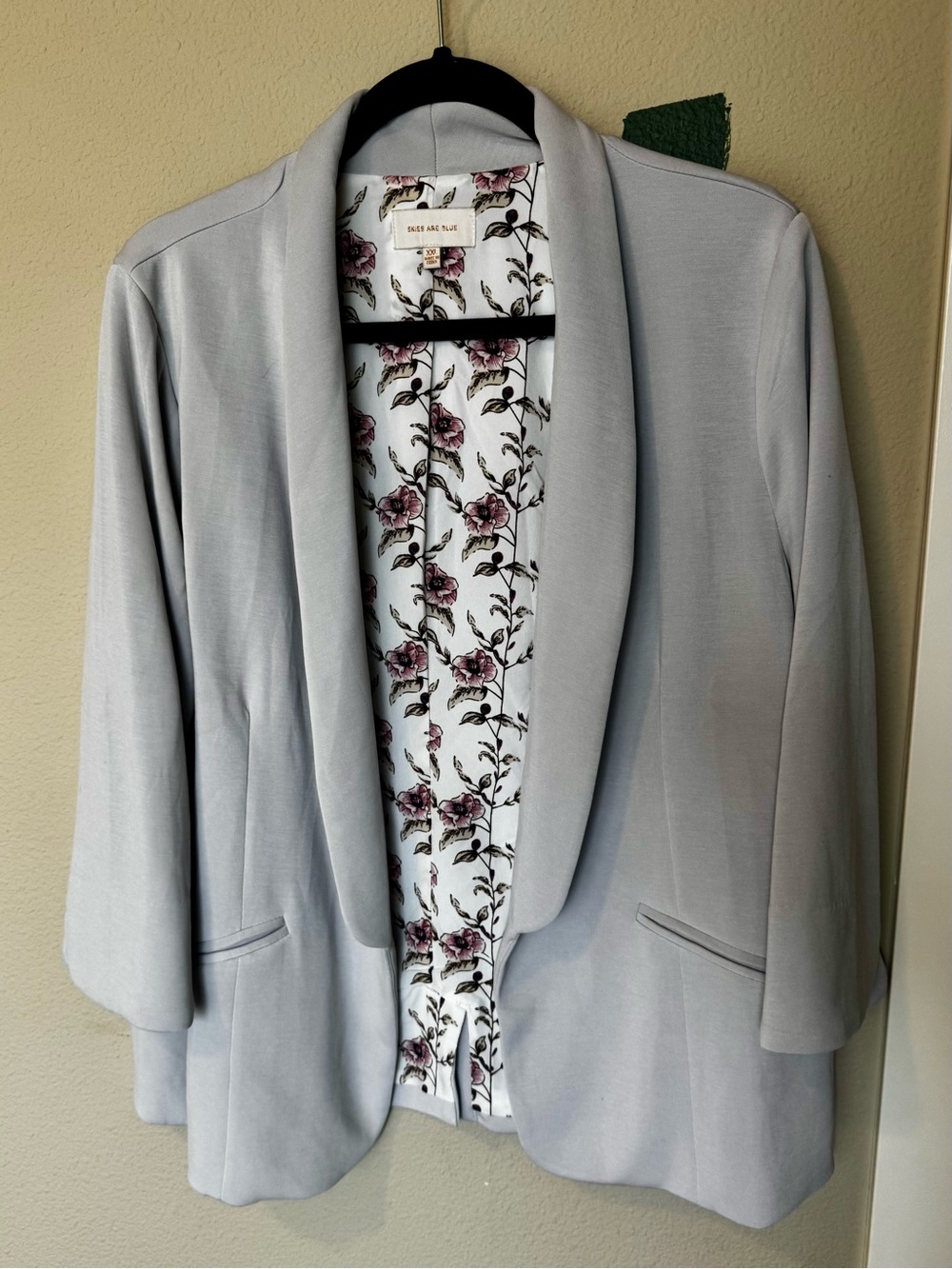 Skies are Blue Light Gray Open-Front Blazer Jacket